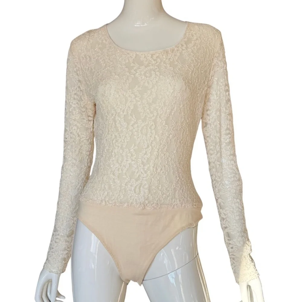 Ann Taylor (Original Ann Taylor) Ivory Lace Bodysuit Size Large